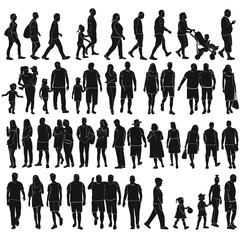 people; man; silhouette; person; black; crowd; woman; business; vector; employee; walk; age; movement; family; coffee; chat; urban; mobile; go; motion; gay; homosexual; eat; bike; guy; kid; elderly