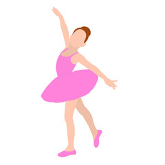 Obraz na płótnie Canvas tutu; art; flat; cute; isolated; kid; young; ballerina; dancer; girl; ballet; dance; white; beautiful; people; cartoon; female; happy; pink; dress; vector; background; princess; pose; little; pointe