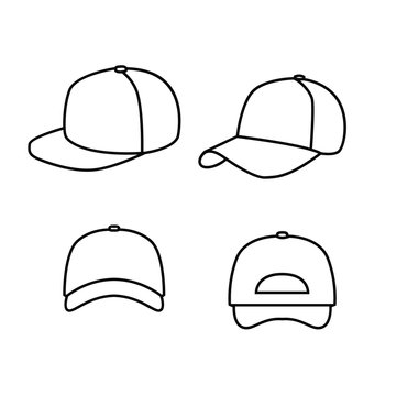 set of Baseball hat line logo icon design vector illustration