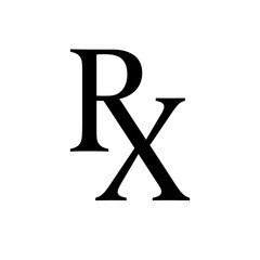 Rx prescription medical symbol isolated on a white background. - obrazy, fototapety, plakaty