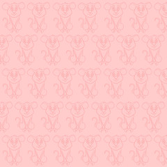 square pink background with cartoon cute mice