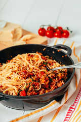 Spaghetti Bolognese With Carrots, Pepper and Courgette