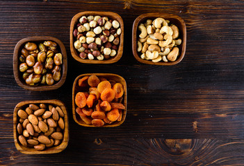 Obraz na płótnie Canvas Box of variety nuts top view