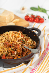 Spaghetti Bolognese With Carrots, Pepper and Courgette