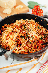 Spaghetti Bolognese With Carrots, Pepper and Courgette