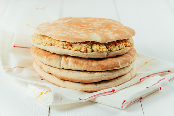 Salmon Pittas With Cucumber And Mayonnaise