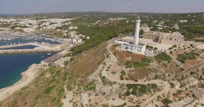 Santa Maria Di Leuca, Italy. Aerial footage of the south Italian town, in Salento.