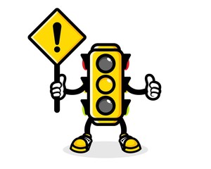 vector design of a yellow traffic light mascot