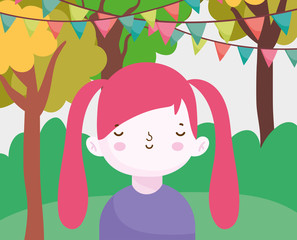 smiling little girl in the park nature outdoors