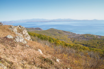 landscape with mountains and blue sky