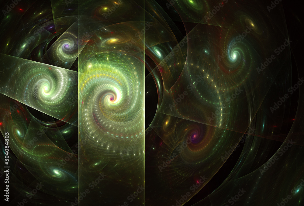 Poster abstract color dynamic background with lighting effect. fractal spiral. fractal art