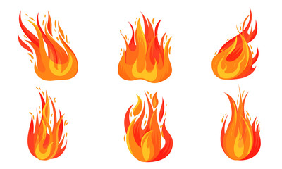 Set of bonfires. Vector illustration on a white background.
