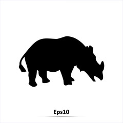 Obraz na płótnie Canvas Rhinoceros silhouette. Vector illustration. Eps10