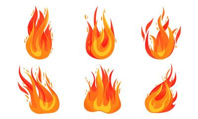 Tongues of flame. Vector illustration on a white background.
