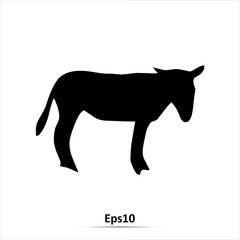 Cow icon. Vector silhouette illustration isolated on white background. EPS10