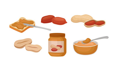 Peanut Product Vector Set Isolated On White Background