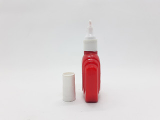 Old Red Packaging of Liquid Correction Pen for Office and School Supplies to Correct Document Writing in White Isolated Background
