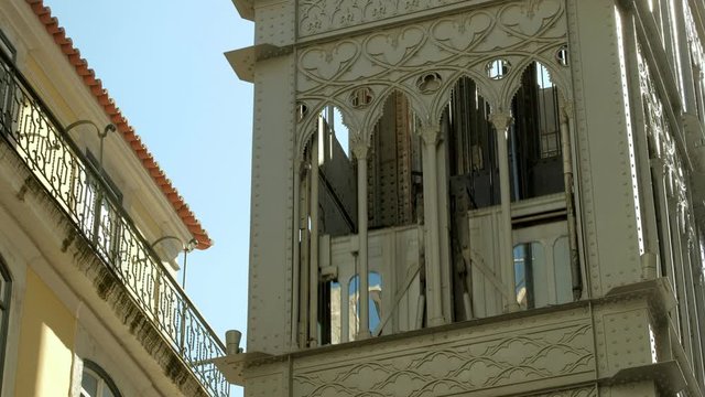 Elevador Santa Justa in Lisbon,  as it rises to the Carmo Convent 