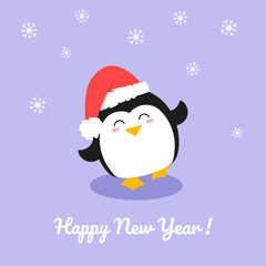 new year illustration with cute penguin