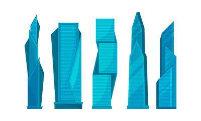Skyscrapers of Different Design Vector Set. Business Buildings Collection.