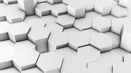 Hexagons honeycomb background abstract science design. 3d render illustration