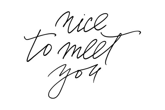 Greeting phrase nice to meet you handwritten text vector