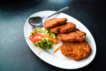 Close up to Thai fresh-water fish  ball cake called 
