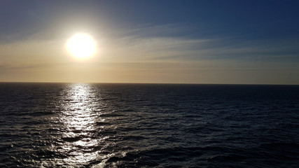 sunset seen from the ship's cabin