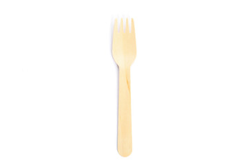 Eco - friendly fork isolated on white background. Disposable tableware