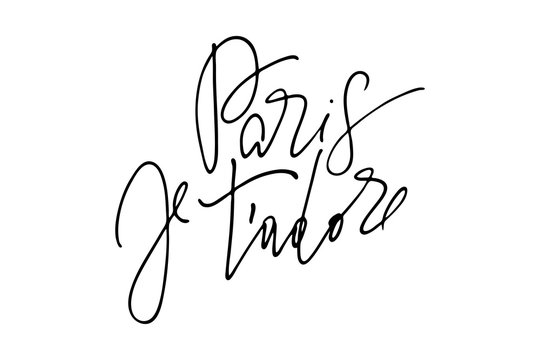 Phrase french writing paris I adore you handwritten text vector