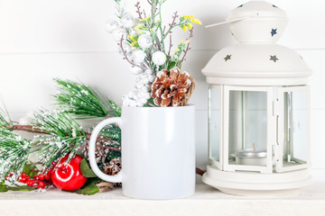 Christmas mug mockup for design show