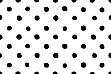 Monochromic old fashioned seamless pattern polka dots hand drawn vector. There is a swatch in the panel