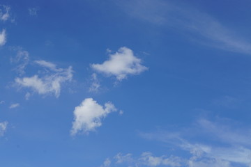 The background image is light blue with floating clouds.