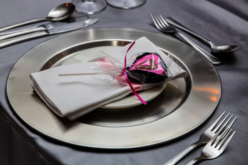 Chocolate Heart on a place setting for catering & decor purposes at corporate Christmas Gala Event...