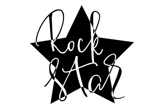 T-shirt Writing Print Rock Star Handwritten Text Vector