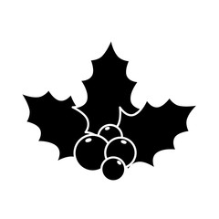 silhouette of leafs with seeds decoration christmas isolated icon vector illustration design