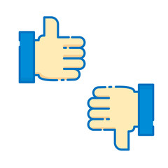 Like and dislike sign. Like and dislike hand gesture vector illustration isolated on white background