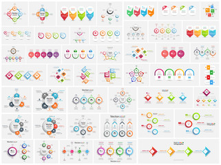 Mega collection of colorful infographic can be used for workflow layout, diagram, number options, web design. Infographic business concept with options, parts, steps or processes. Vector Eps 10