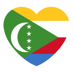 Comoros flag heart shape vector graphics design