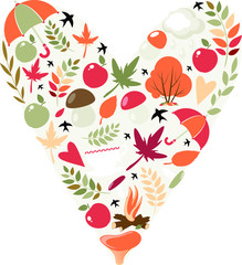 Autumn heart. Vector image on a white background.