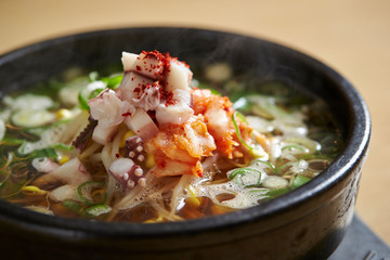 Korean bean sprout and octopus soup 