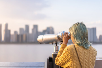 girl with telescope