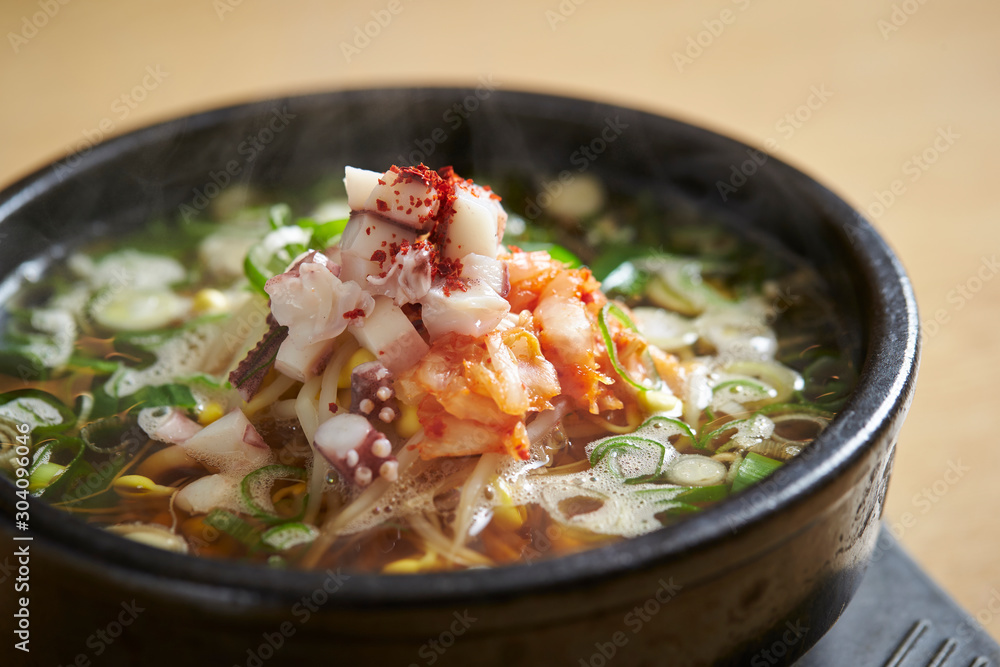 Poster korean bean sprout and octopus soup