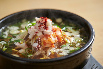 Korean bean sprout and octopus soup 