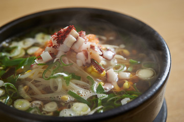 Korean bean sprout and octopus soup 