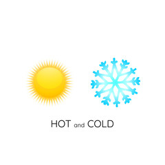 Hot and cold, sun and snowflake icons