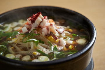 Korean bean sprout and octopus soup 