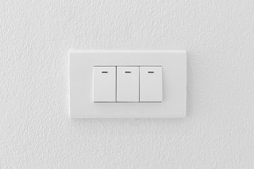 Electrical outlet on wall loft style,.Power plug on white concrete wall, Energy socket.