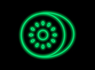 kiwi shaped neon light on dark background