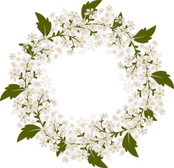 Fototapeta na wymiar Wreath of small white flowers. Isolated vector image.